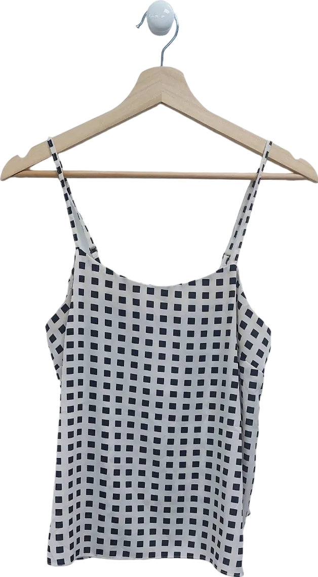 River Island White Checkered Cami Top UK 12