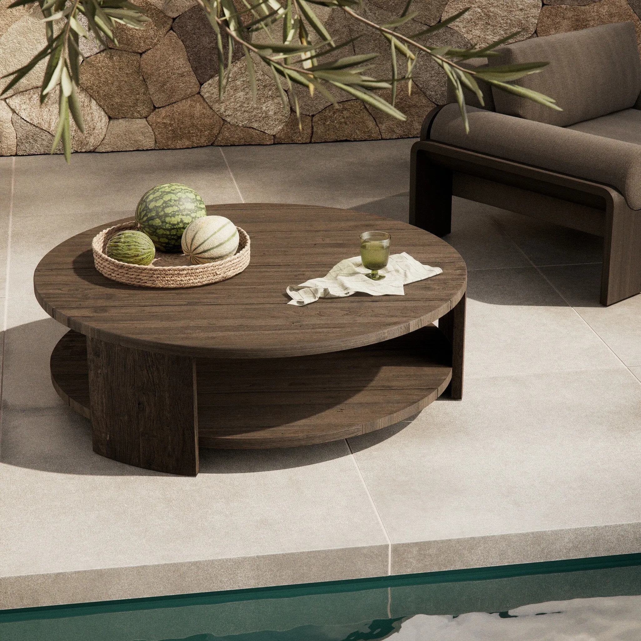Roca Outdoor Round Coffee Table - Stained Heritage Brown-FSC