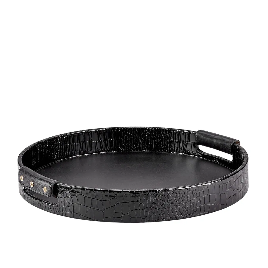 Round Leather Bar Tray