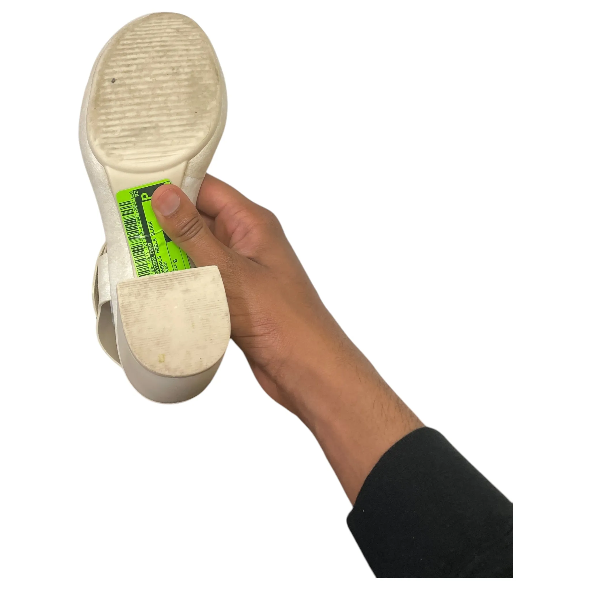 Sandals Heels Block By Naturalizer In Cream, Size:6