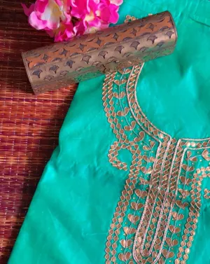 Sea Green Chanderi Gota Patti Kurti