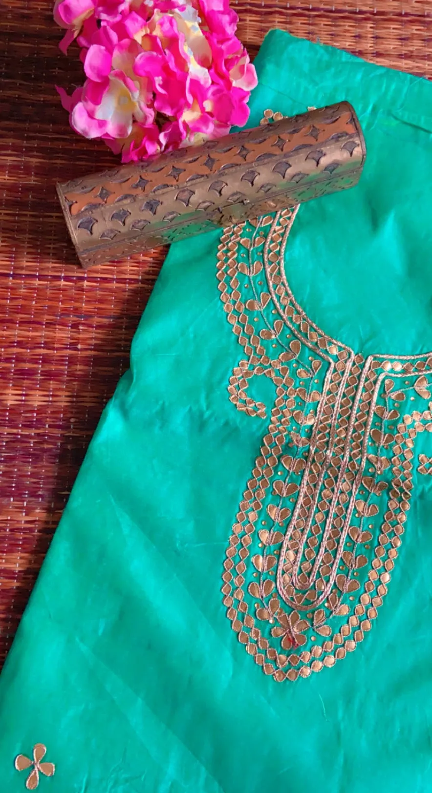 Sea Green Chanderi Gota Patti Kurti