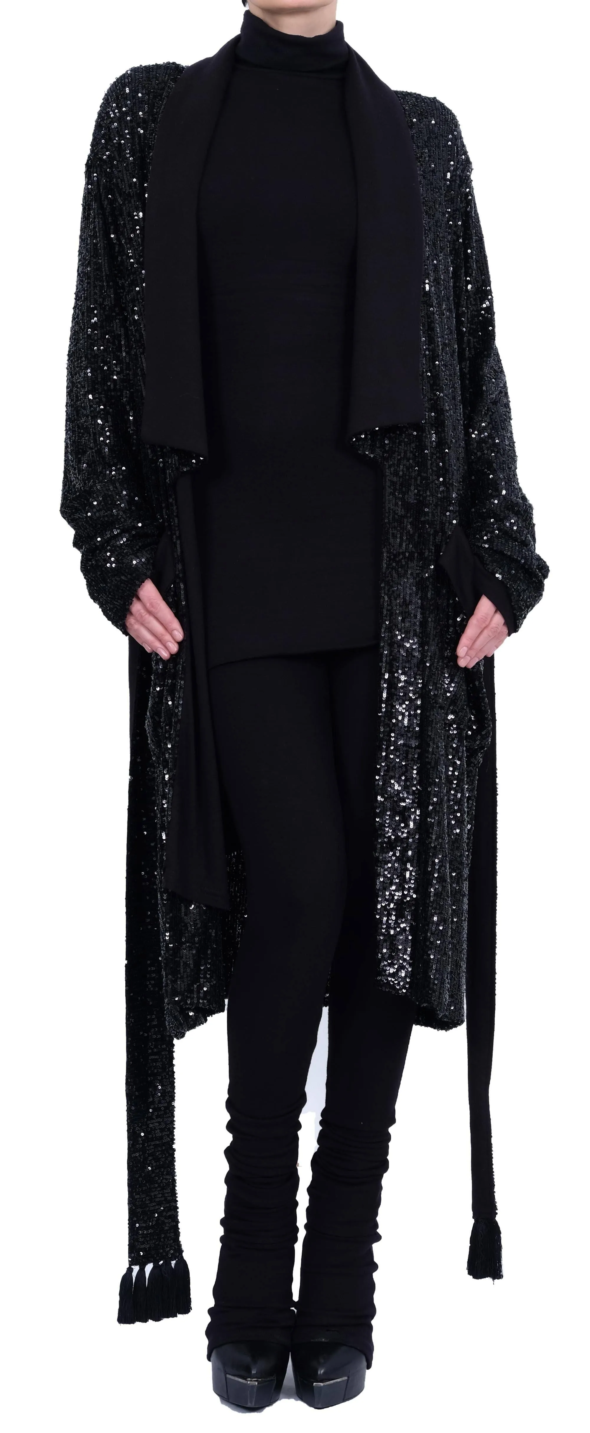 Sequin Tuxedo Style Cardigan