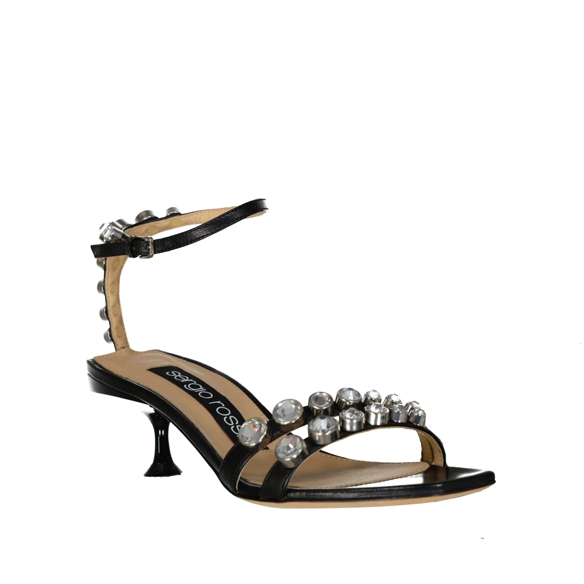 SERGIO ROSSI Leather Crystal Sandals