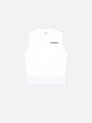 Serif Logo Terry Vest - White/Navy