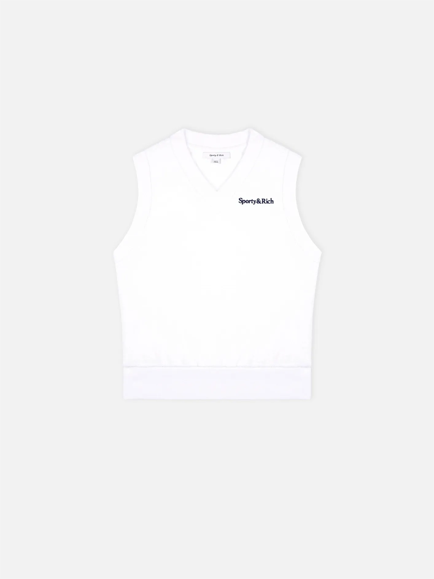 Serif Logo Terry Vest - White/Navy