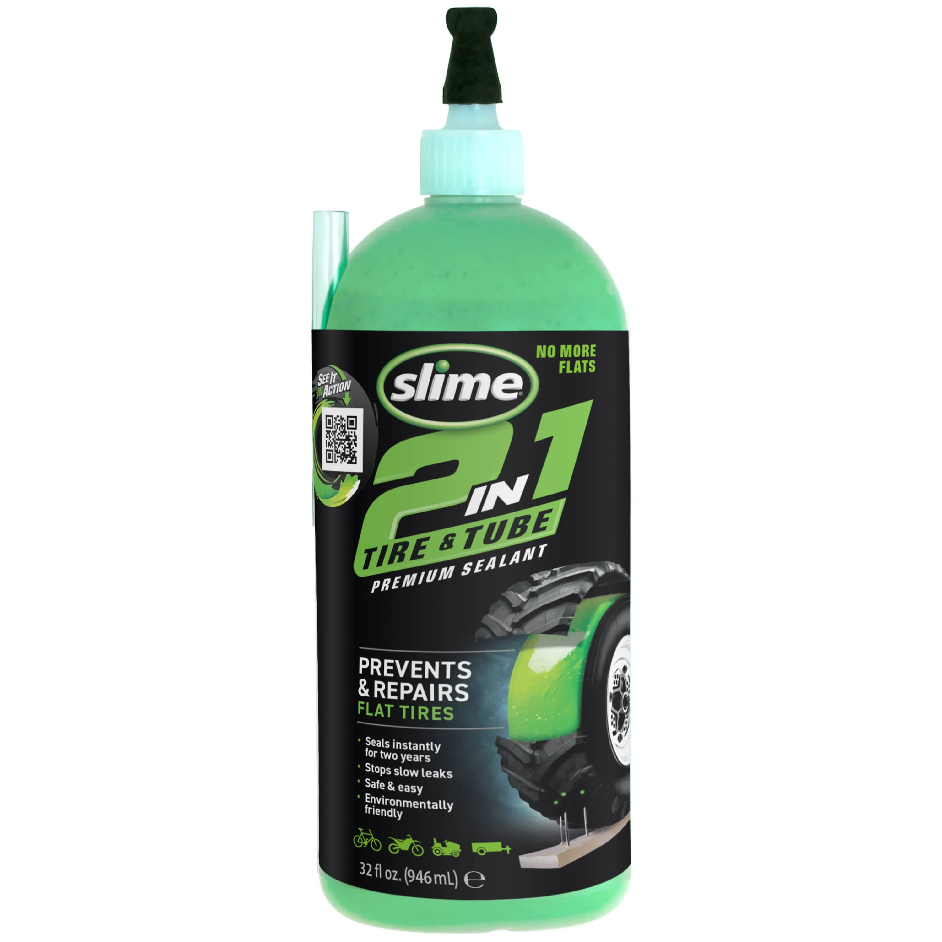 Slime 2-in-1 Tire Tube Premium Sealant Prevents Repairs, 32 oz