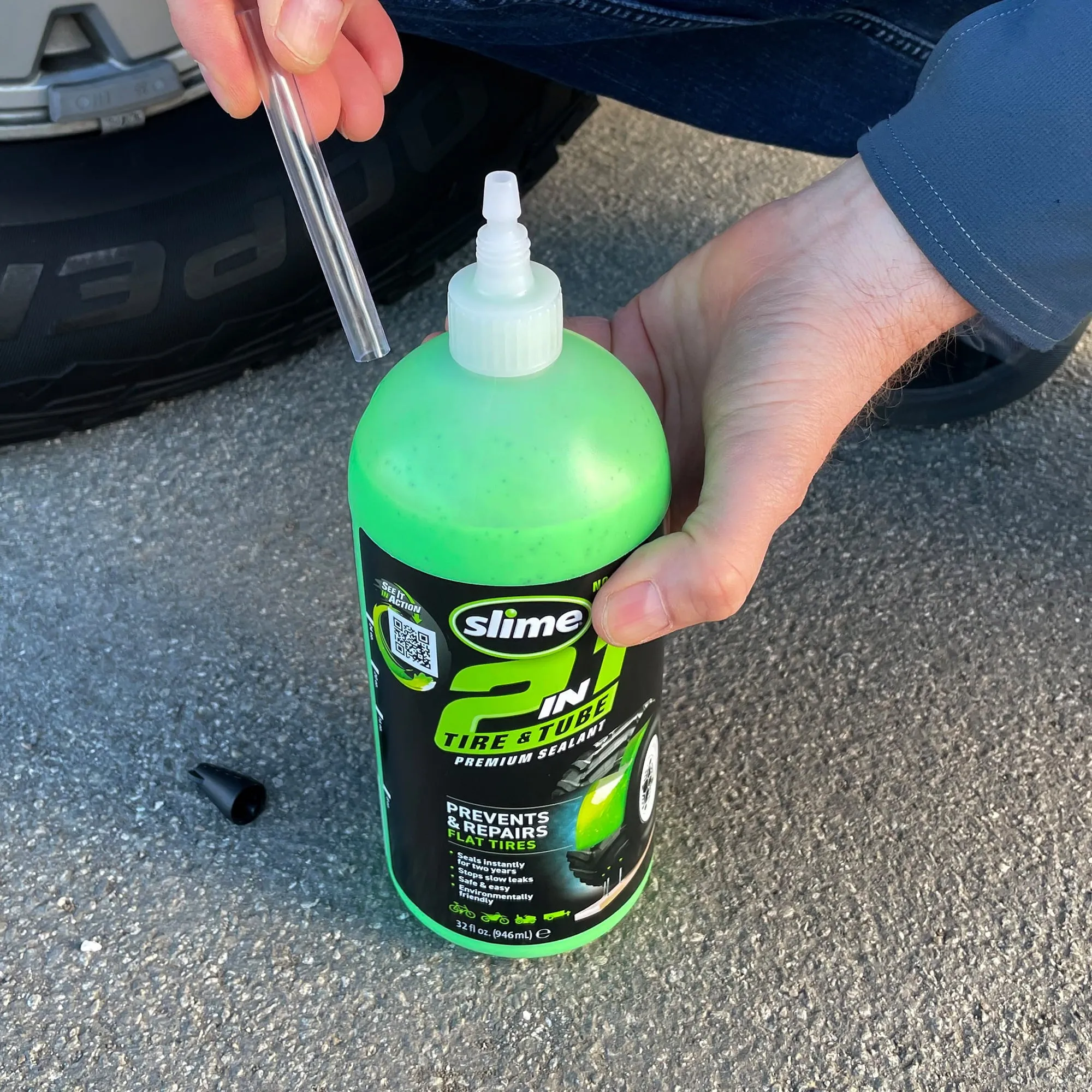 Slime 2-in-1 Tire Tube Premium Sealant Prevents Repairs, 32 oz