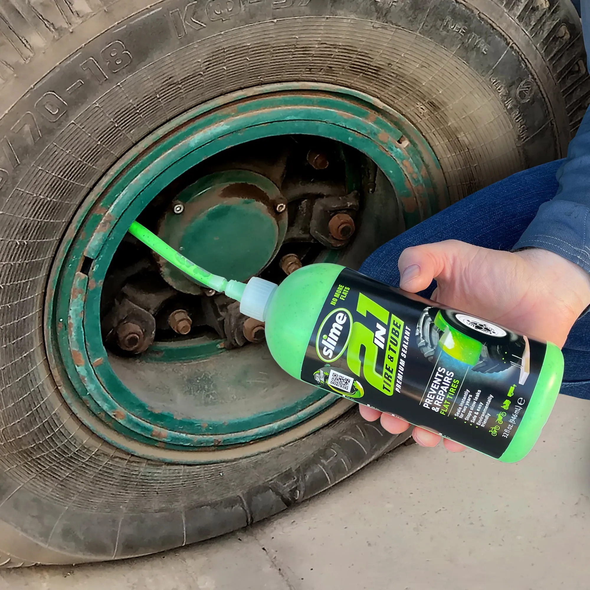 Slime 2-in-1 Tire Tube Premium Sealant Prevents Repairs, 32 oz