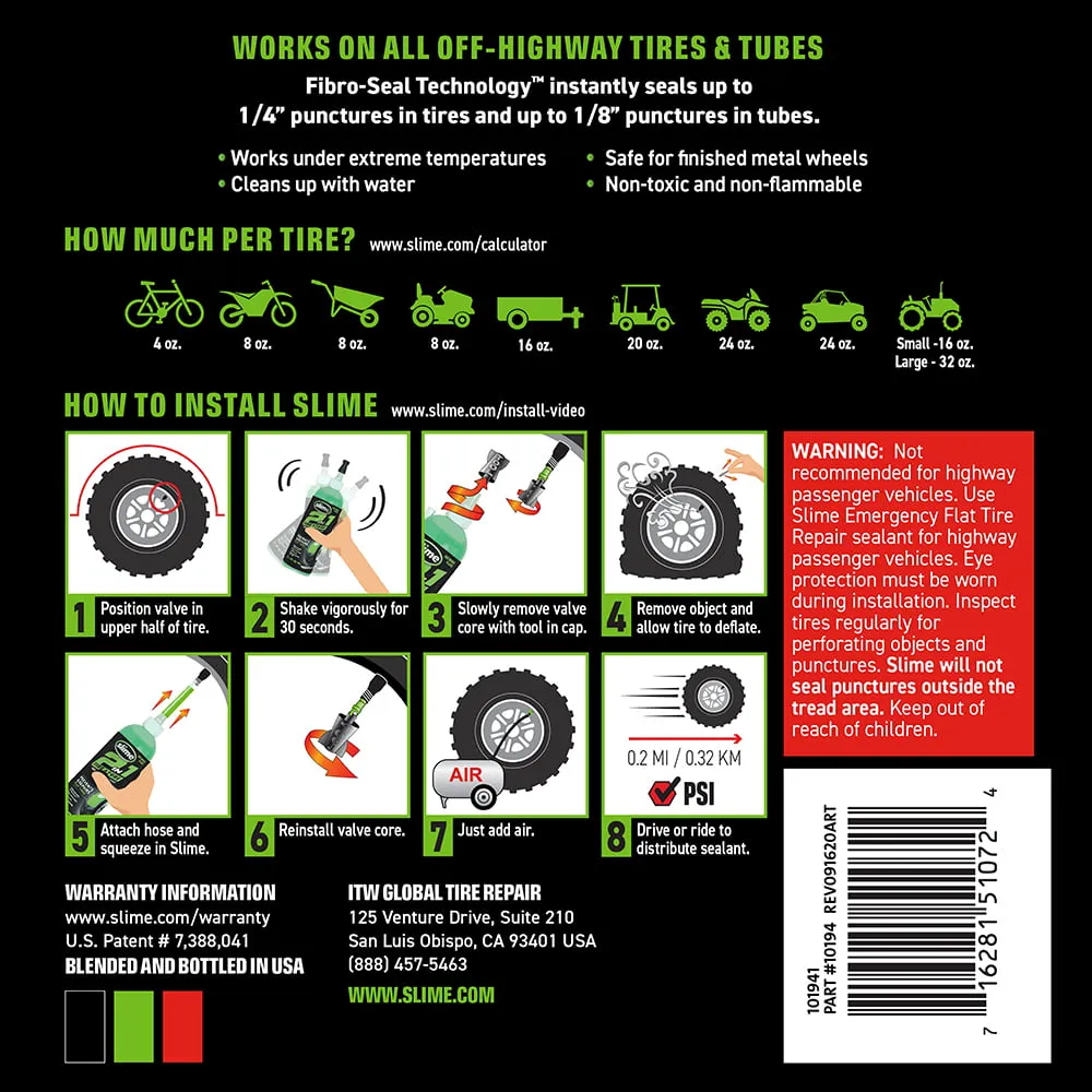 Slime 2-in-1 Tire Tube Premium Sealant Prevents Repairs, 32 oz