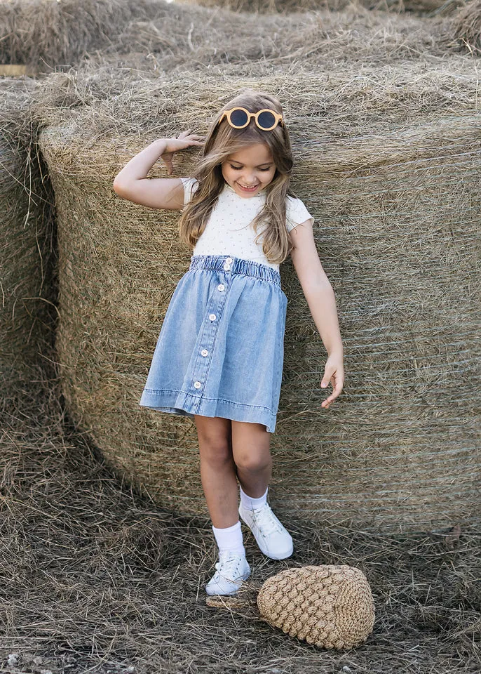 STONEWASH SHORT BUTTON DOWN SKIRT