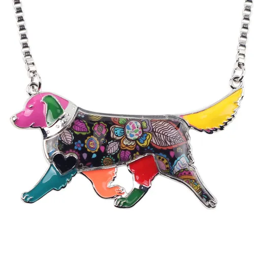 Stylish Color Art Golden Retriever Dog Necklace