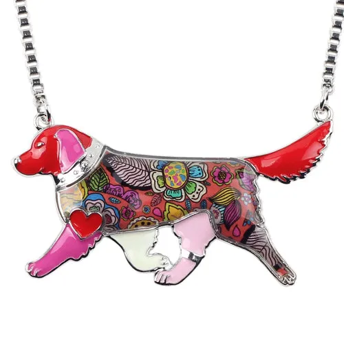 Stylish Color Art Golden Retriever Dog Necklace