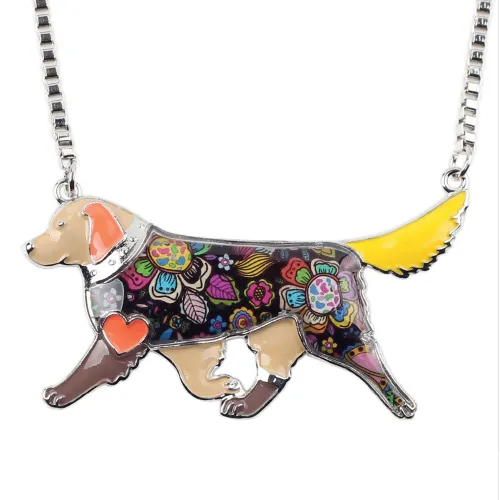Stylish Color Art Golden Retriever Dog Necklace