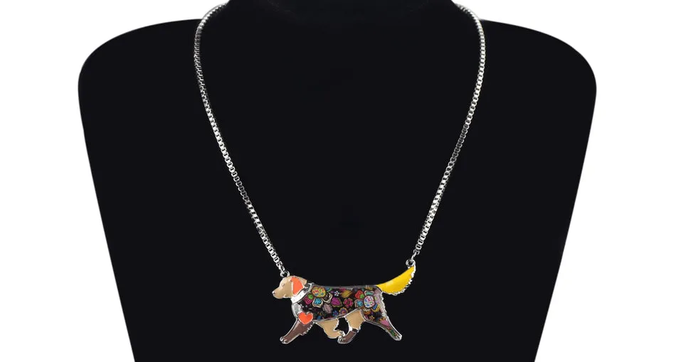 Stylish Color Art Golden Retriever Dog Necklace