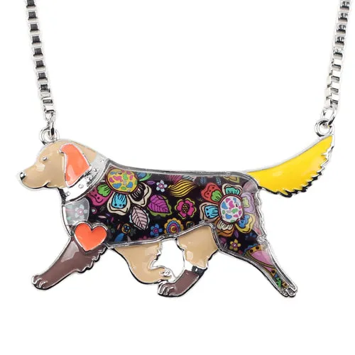 Stylish Color Art Golden Retriever Dog Necklace