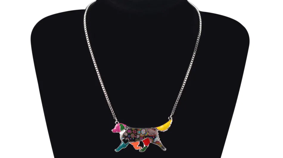 Stylish Color Art Golden Retriever Dog Necklace