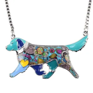 Stylish Color Art Golden Retriever Dog Necklace