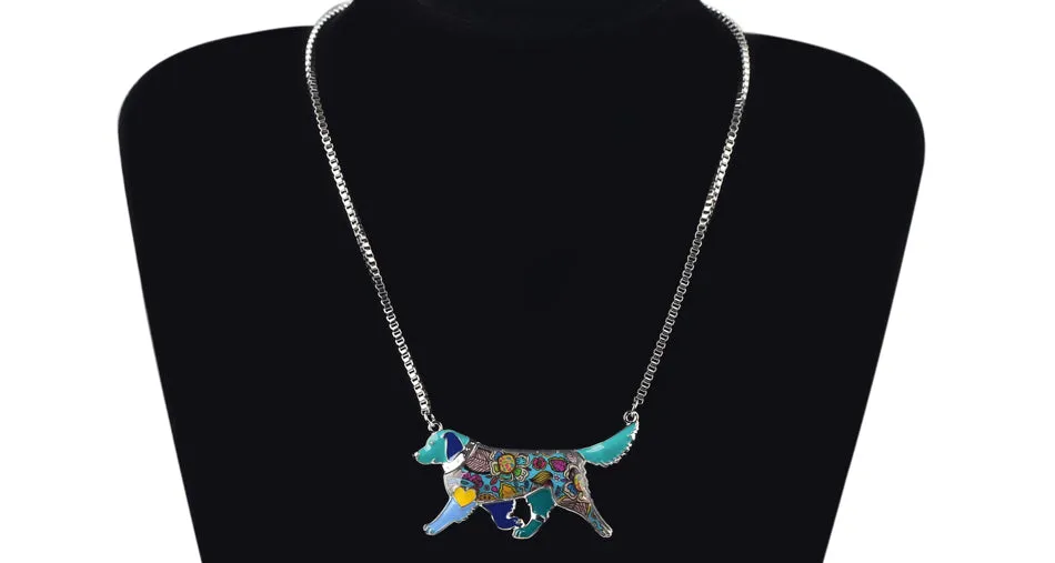 Stylish Color Art Golden Retriever Dog Necklace