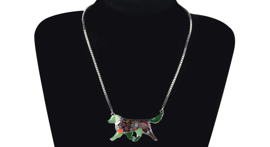 Stylish Color Art Golden Retriever Dog Necklace