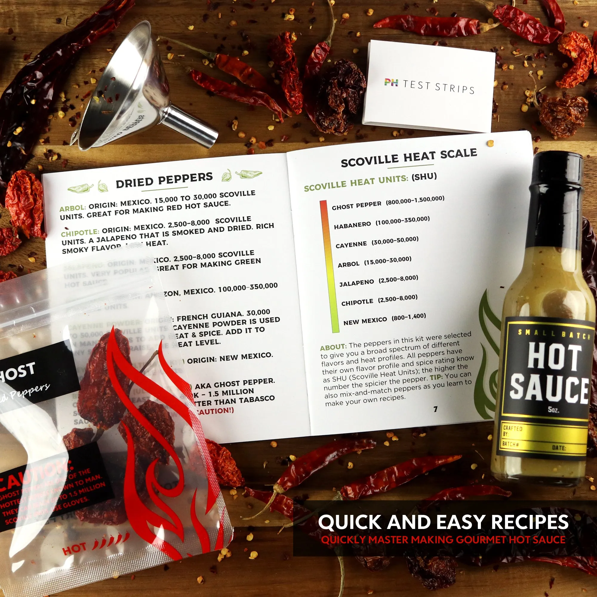 Super Hot Carolina Reaper Hot Sauce Kit, 5 Peppers, 4 Bottles, Makes up to 14 Gourmet Bottles (Super Hot Kit)