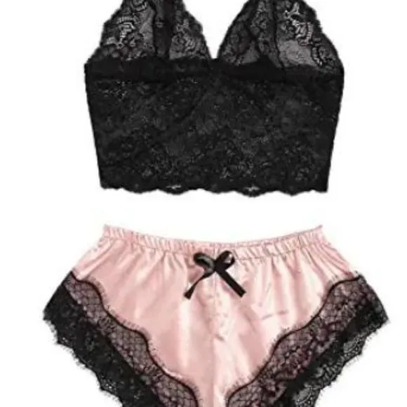 SweatyRocks Women's Lace Lingerie Pajama Set.