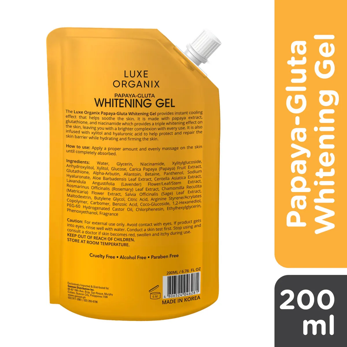 The Luxe Organix Papaya-Gluta Whitening Gel 200ml