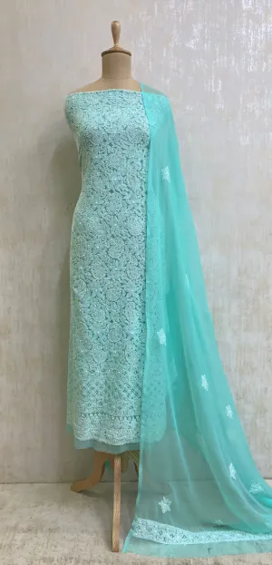 Trending Light Blue Casual Georgette Chikankari Salwar Kameez Set unstitched online