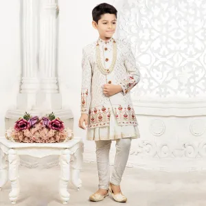 Trendsetter Designer Cream Sherwani for Stylish Kids