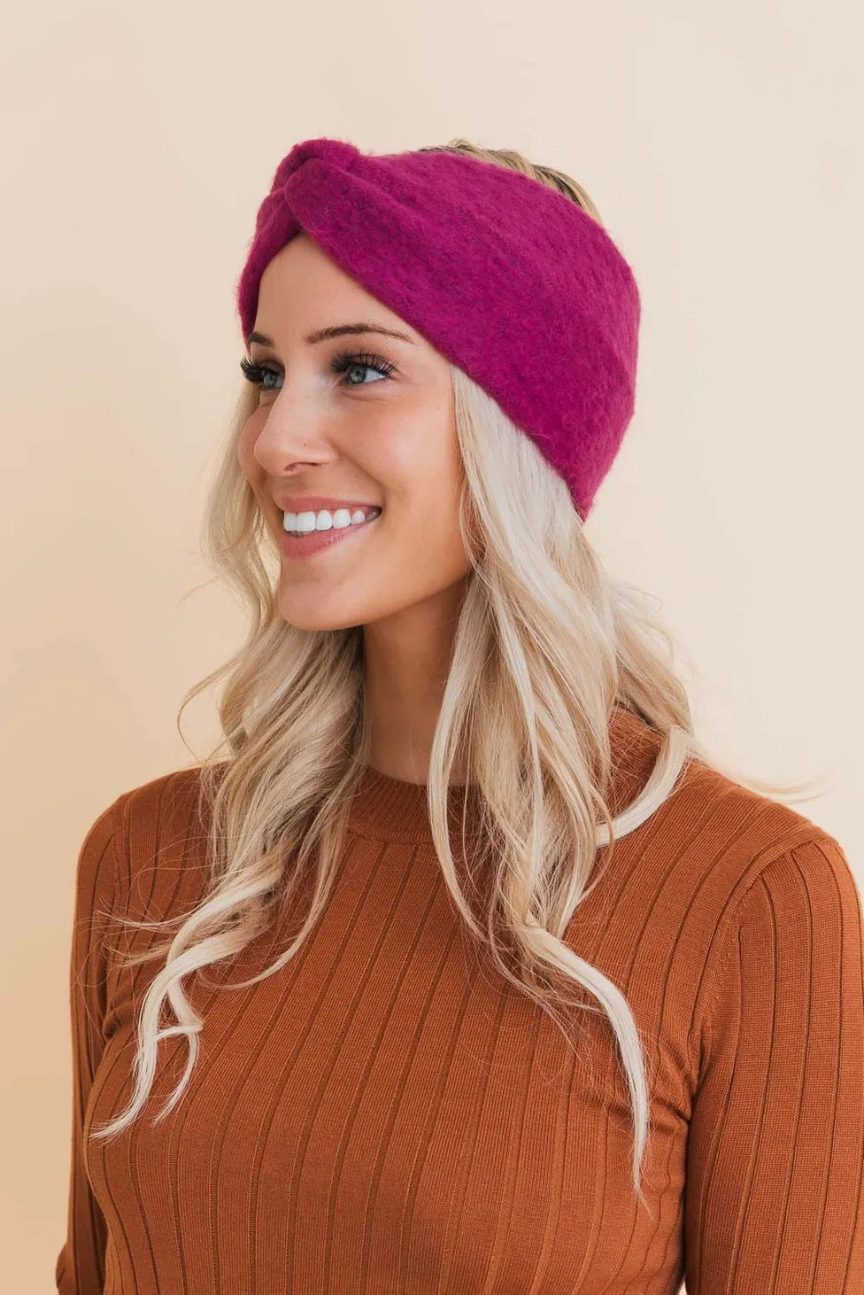 Twist Knot Boho Headband Magenta