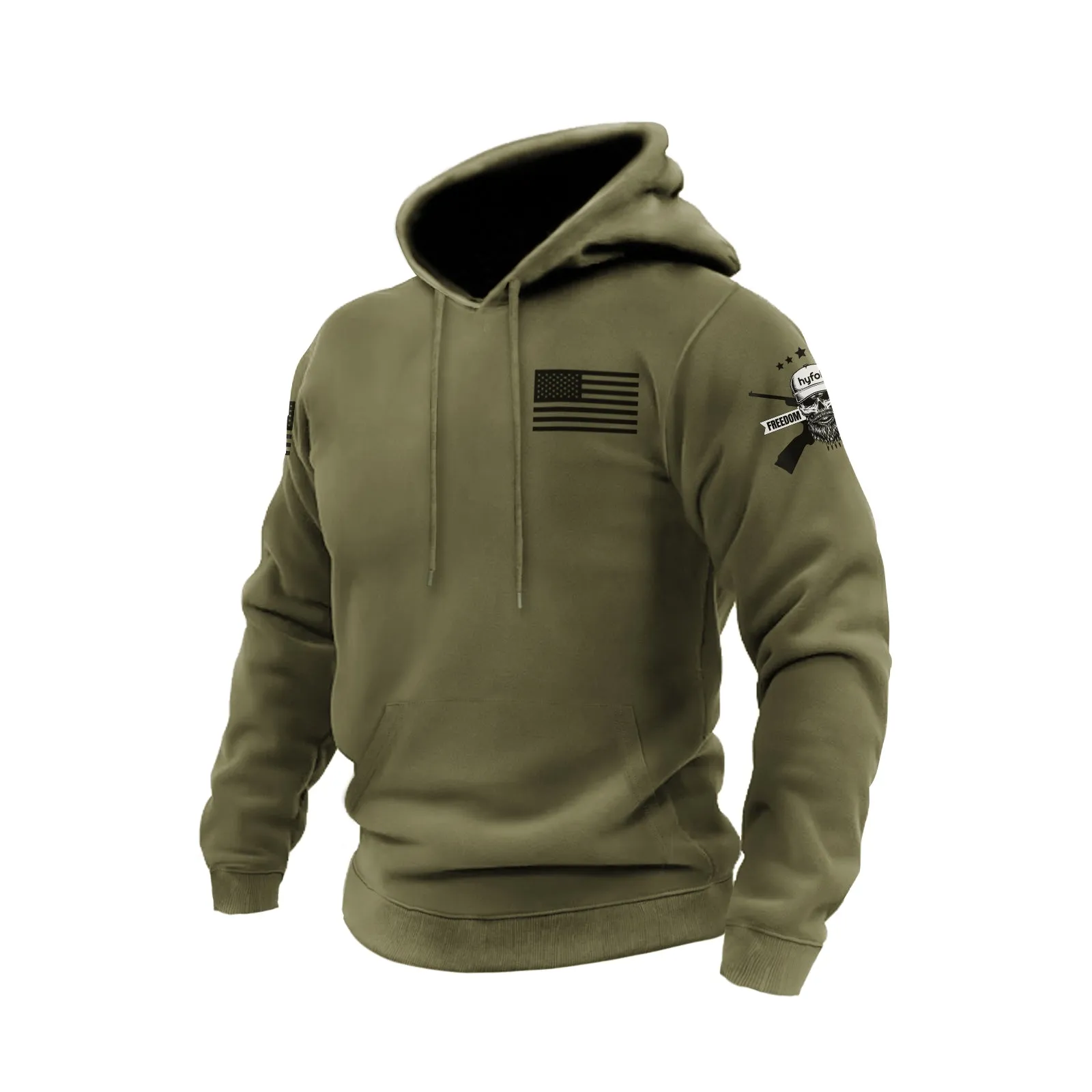 USA FLAG COTTON GRAPHIC POCKET HOODIE