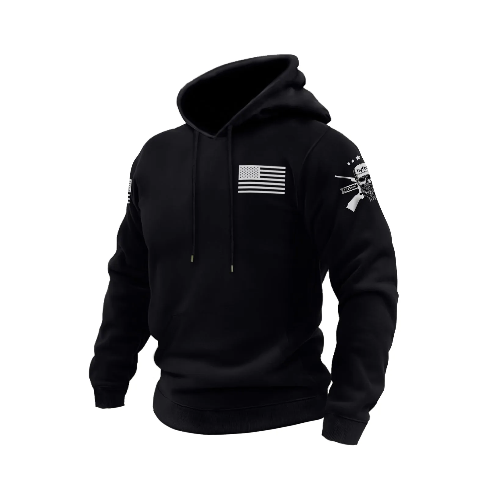 USA FLAG COTTON GRAPHIC POCKET HOODIE