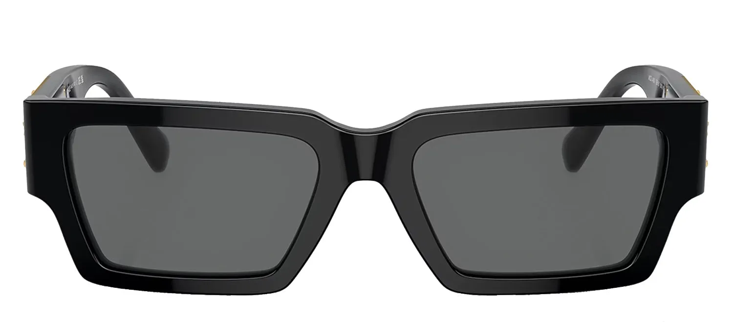 Versace ICONIC VE 4459 GB1/87 Rectangle Plastic Black Sunglasses with Grey Lens