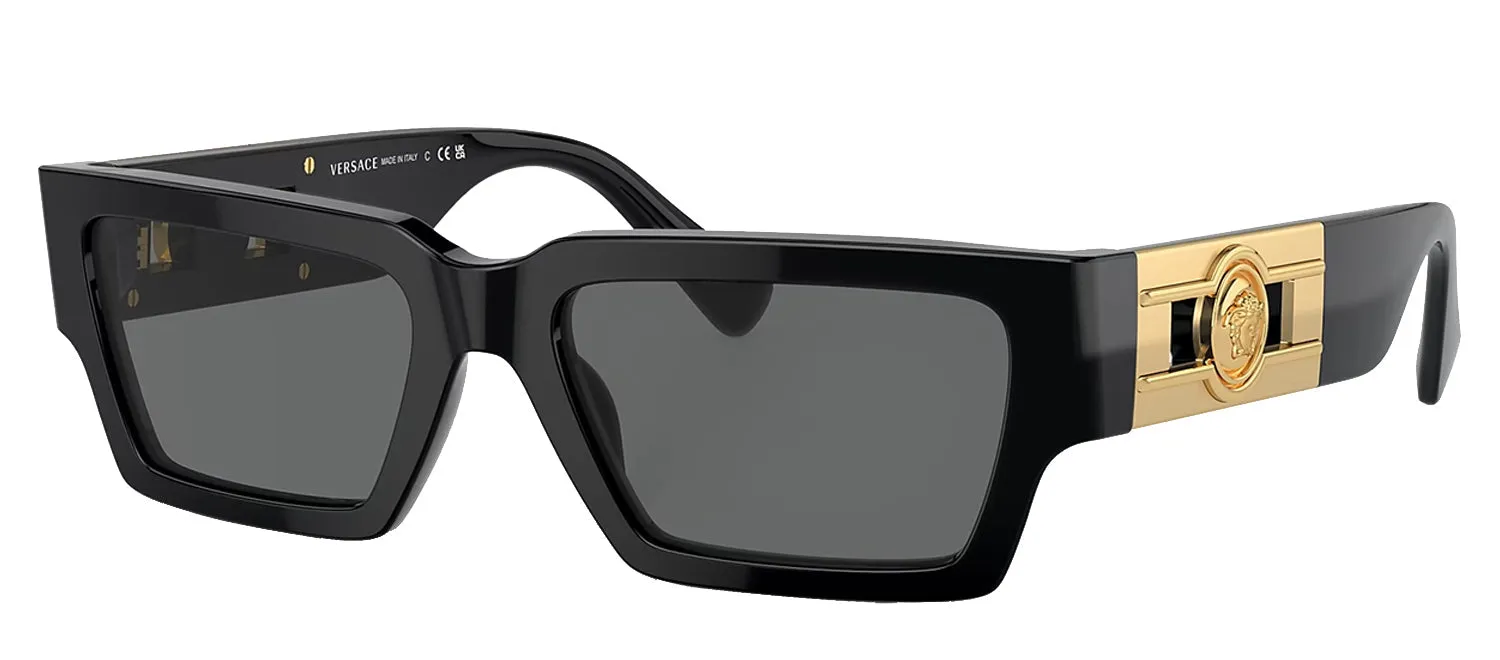 Versace ICONIC VE 4459 GB1/87 Rectangle Plastic Black Sunglasses with Grey Lens