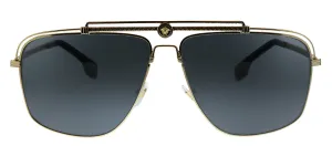 Versace VE 2242 100287 Rectangle Metal Gold Sunglasses with Grey Lens
