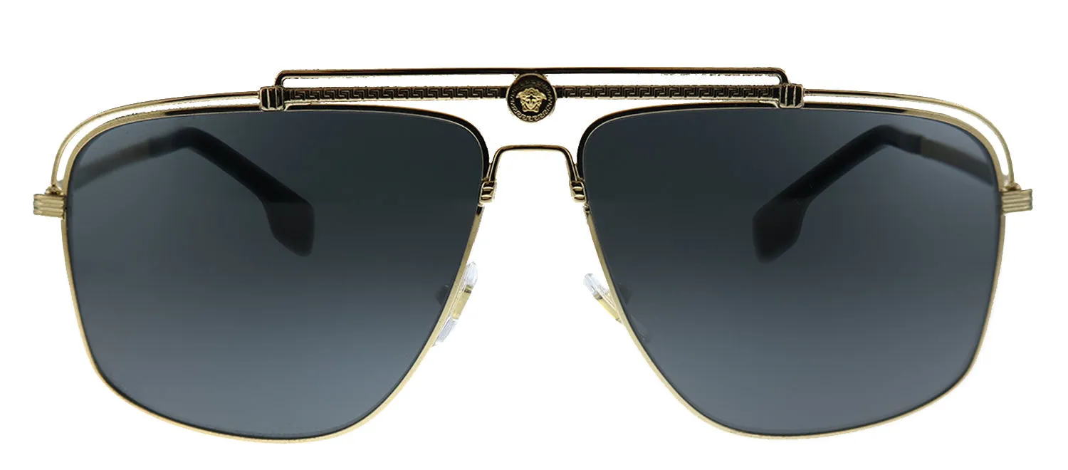 Versace VE 2242 100287 Rectangle Metal Gold Sunglasses with Grey Lens