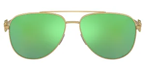 Versace VK 2002 10023R Aviator Metal Gold Sunglasses with Green Mirror Lens