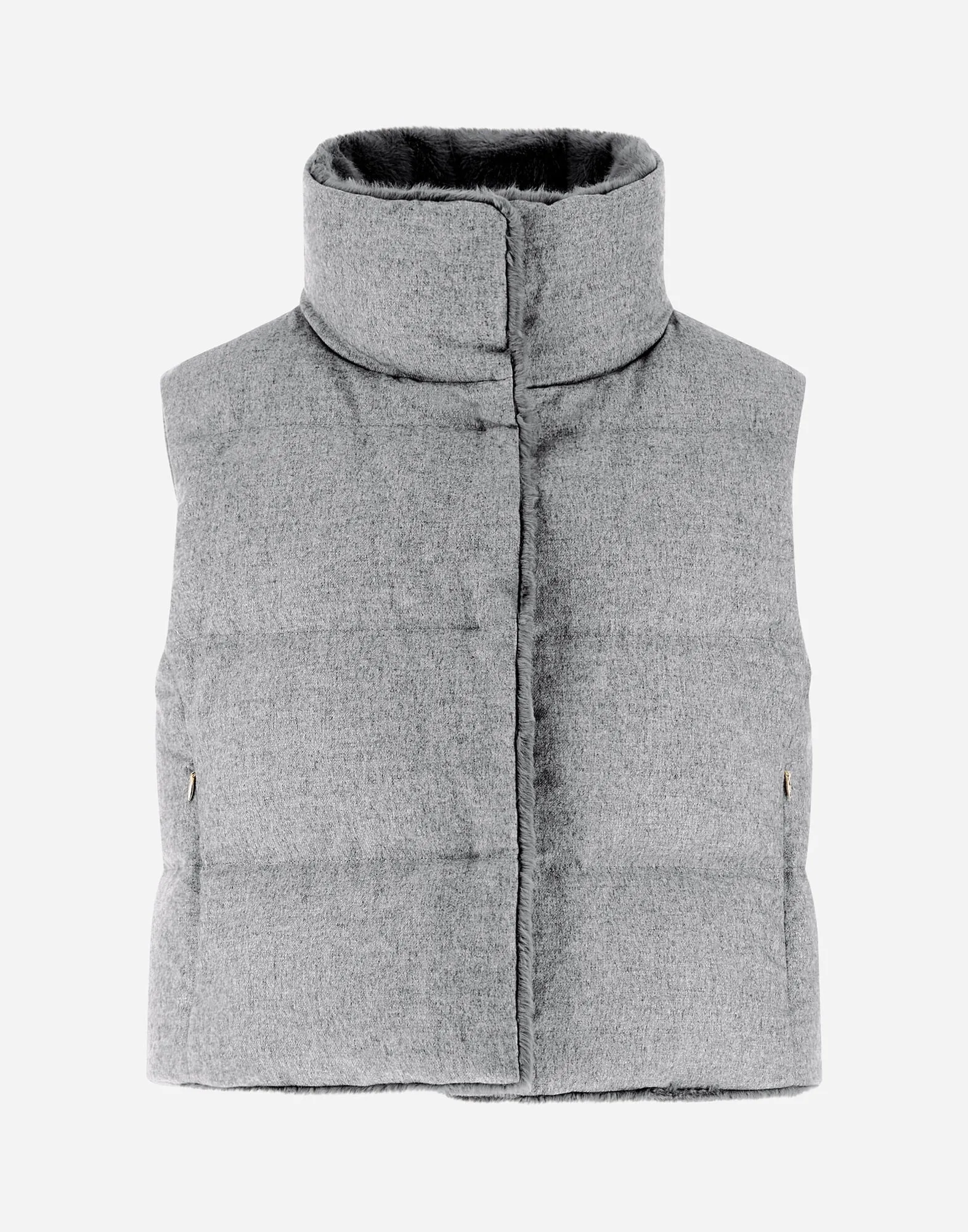 Vest in Cashmere Silk and Faux Fur W