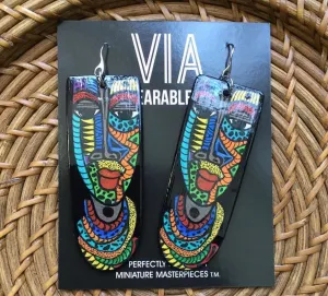 Via Wearable Art Earrings TAB Mask Face