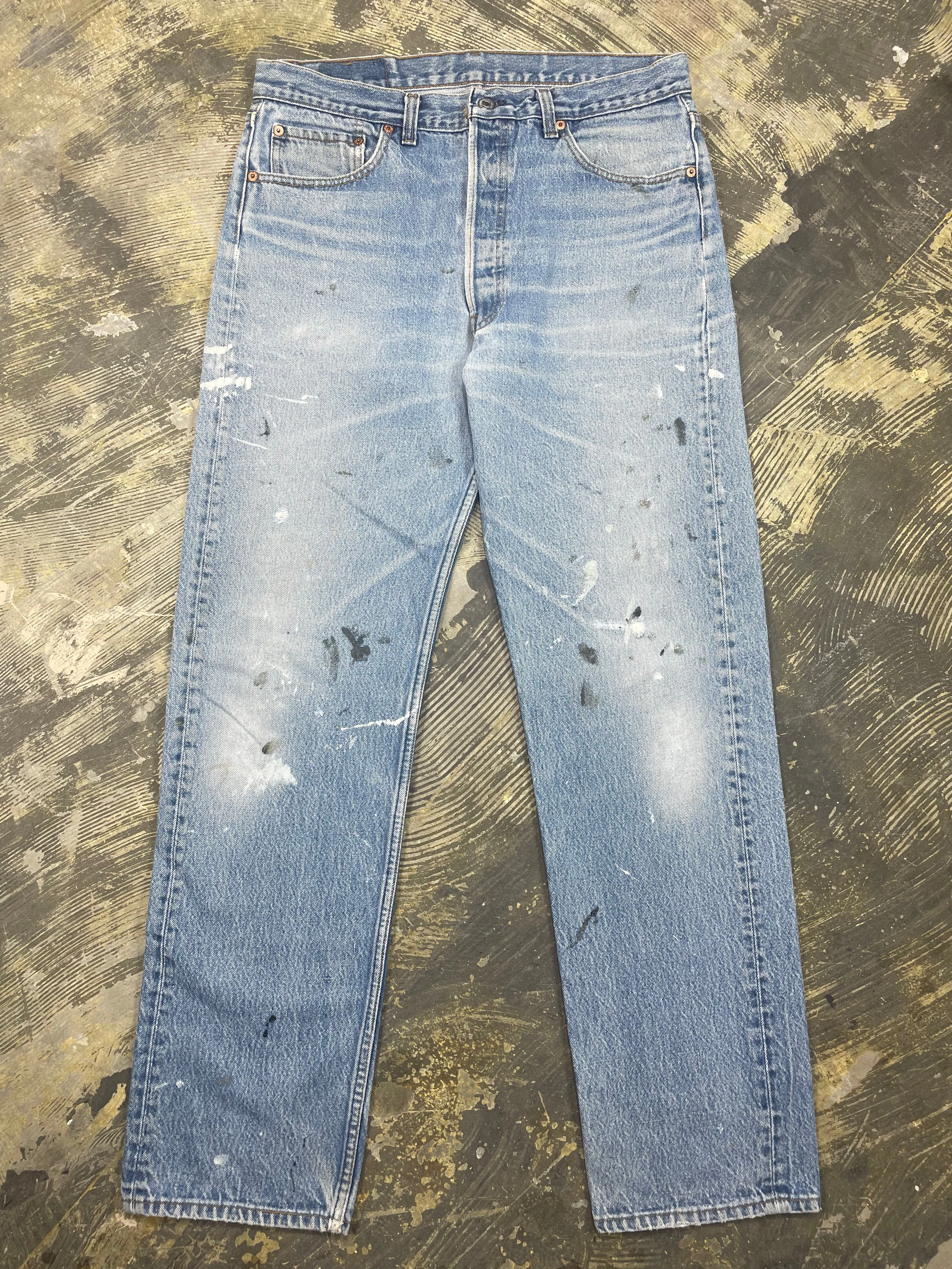 Vintage Levi 501 USA Premium Wash & Paint Denim Jeans (JYJ-0322)