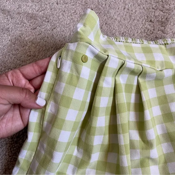 Wayre Limited Edition: Travel Pocket Flow Short Lime Plaid Gingham Lounge Sz S