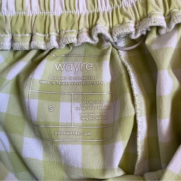 Wayre Limited Edition: Travel Pocket Flow Short Lime Plaid Gingham Lounge Sz S