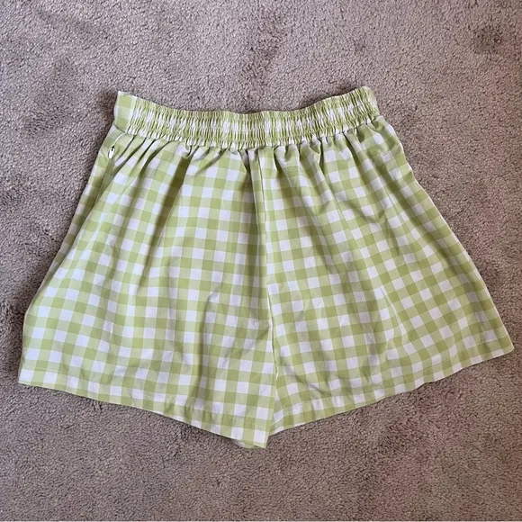 Wayre Limited Edition: Travel Pocket Flow Short Lime Plaid Gingham Lounge Sz S