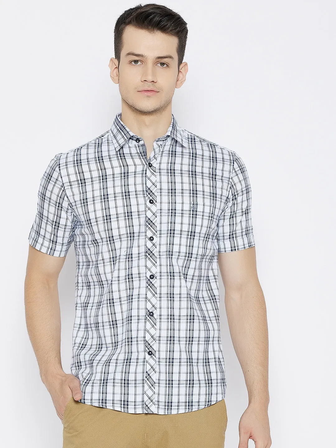 White Checked Slim Fit shirt