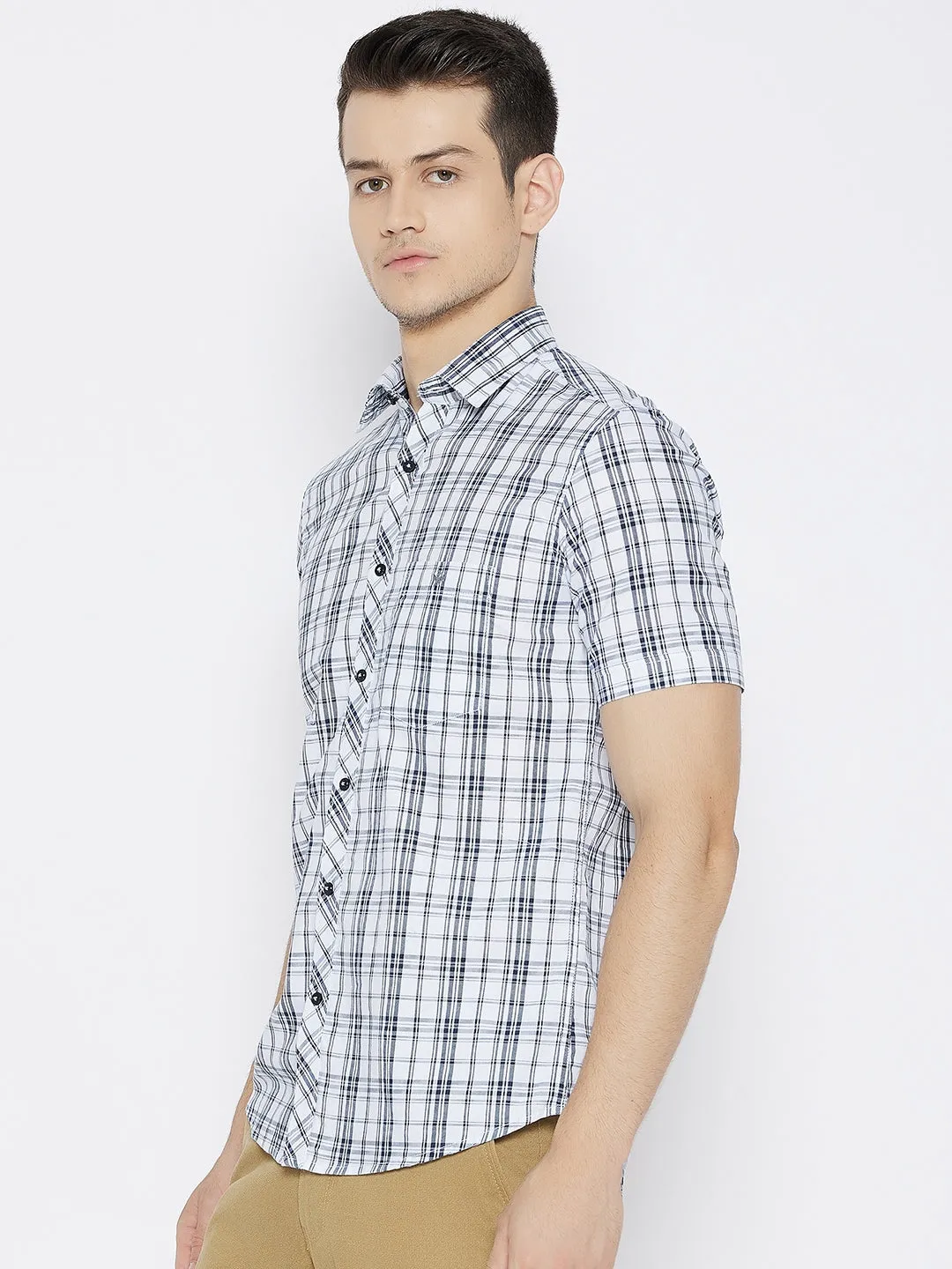 White Checked Slim Fit shirt