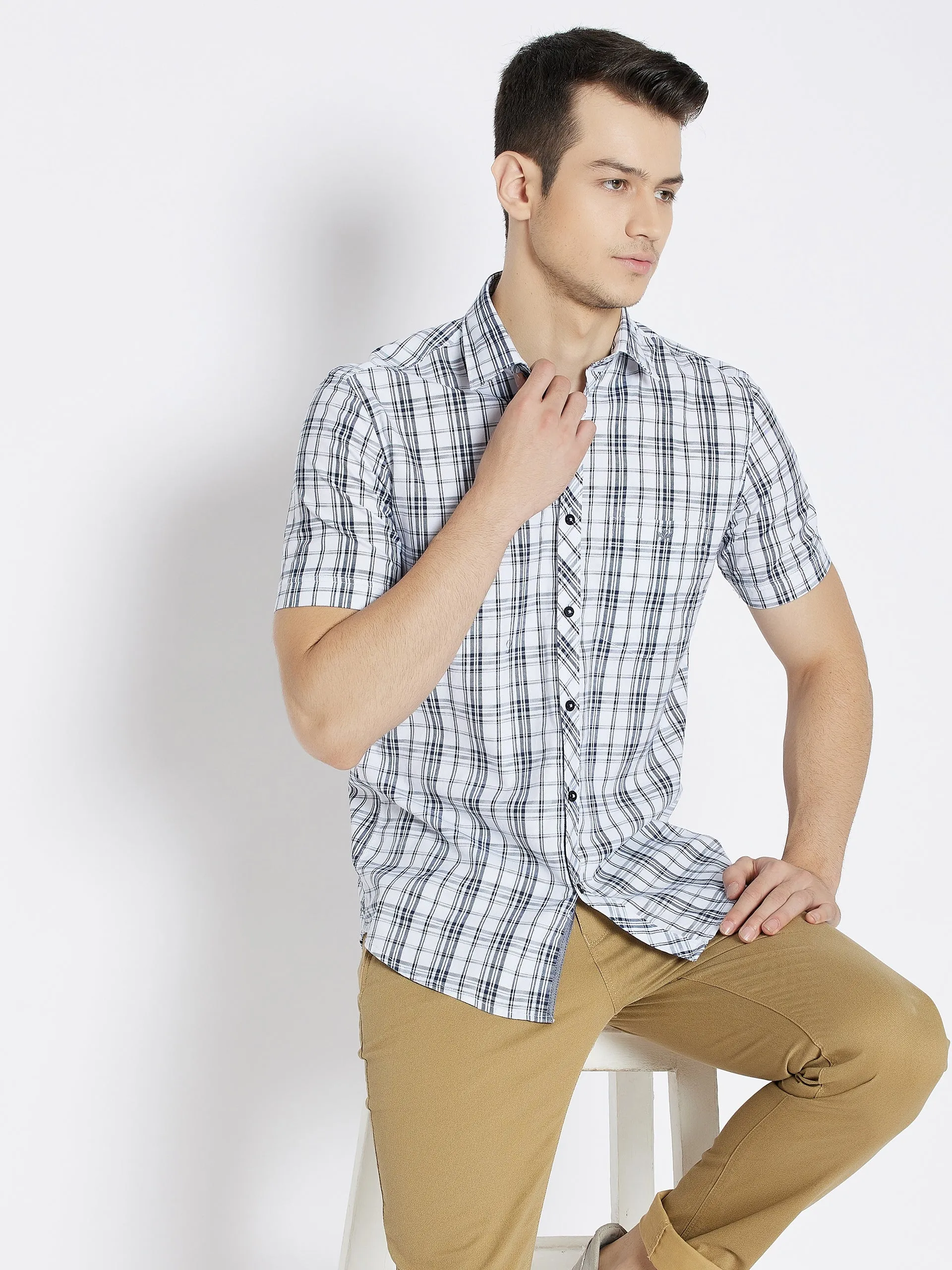 White Checked Slim Fit shirt
