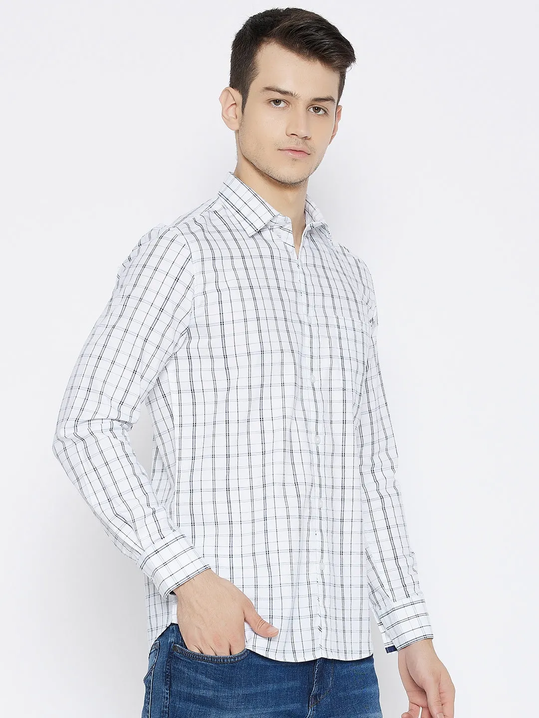 White Checked Slim Fit shirt