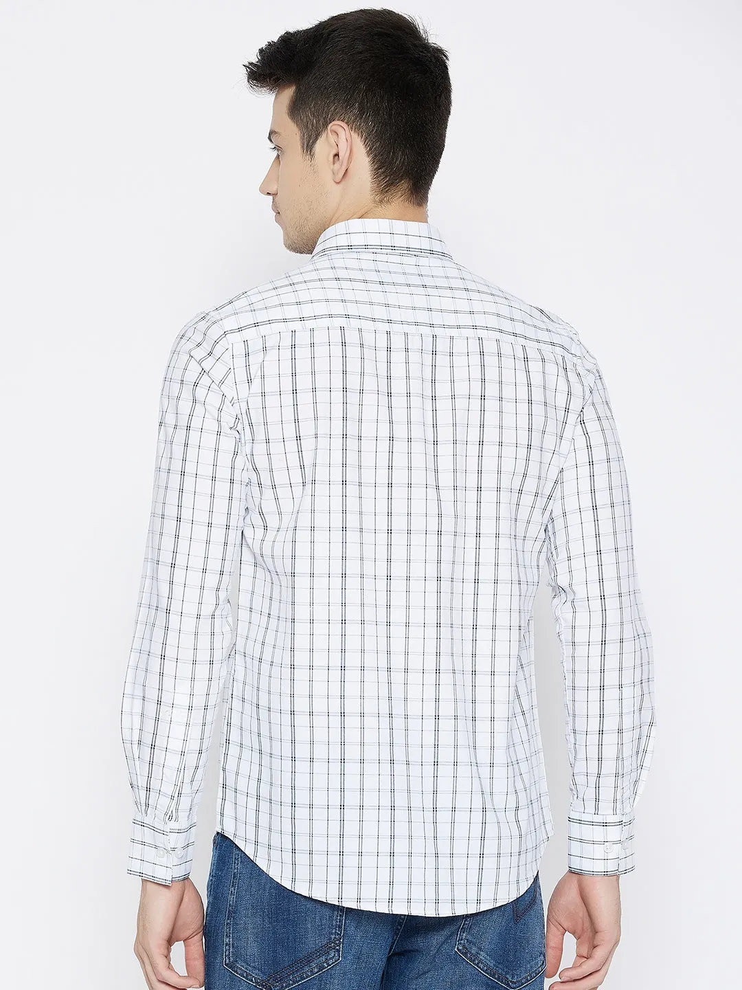 White Checked Slim Fit shirt