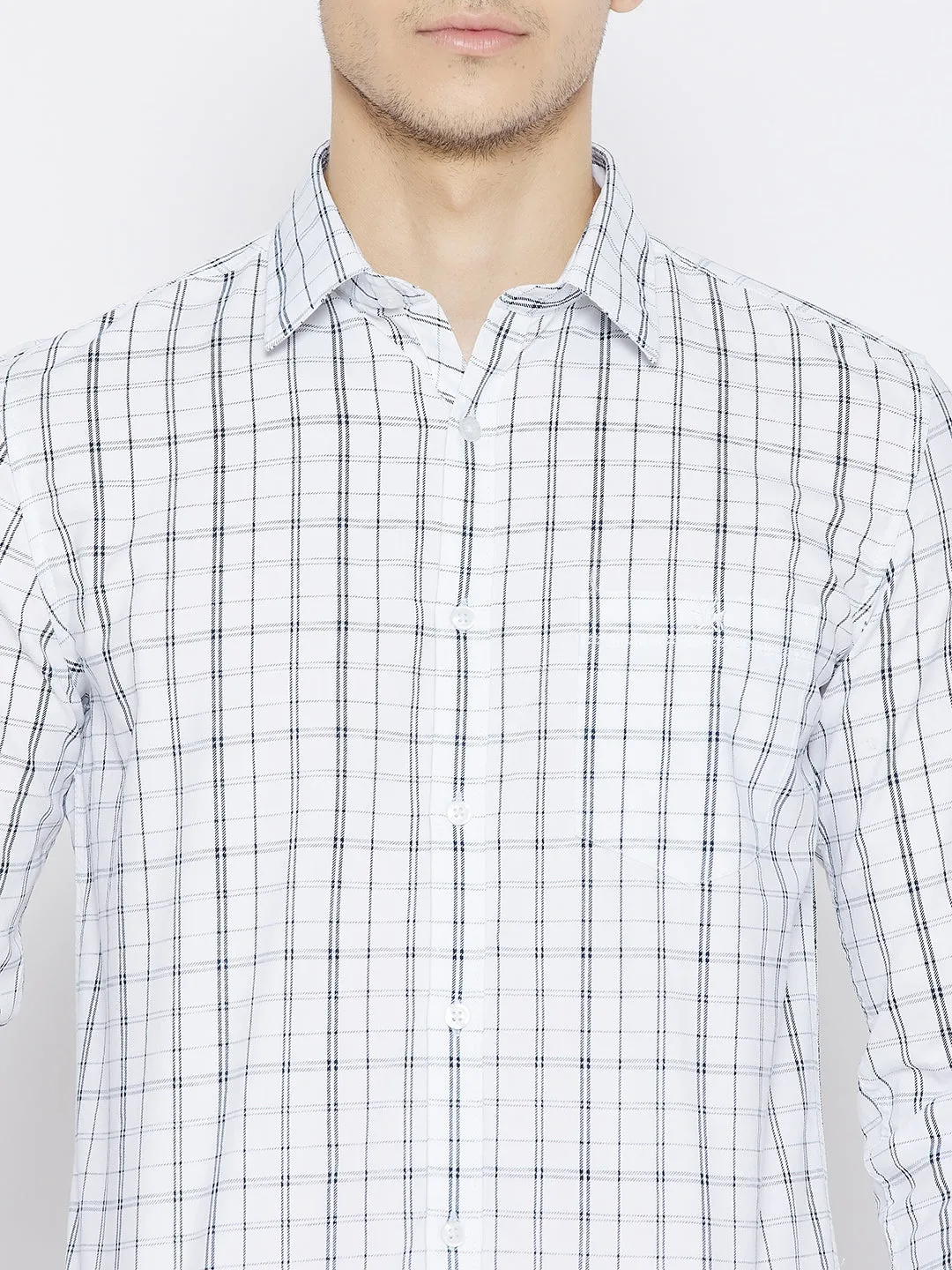 White Checked Slim Fit shirt