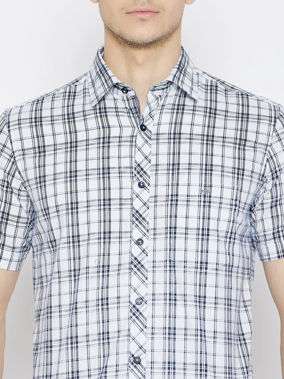 White Checked Slim Fit shirt